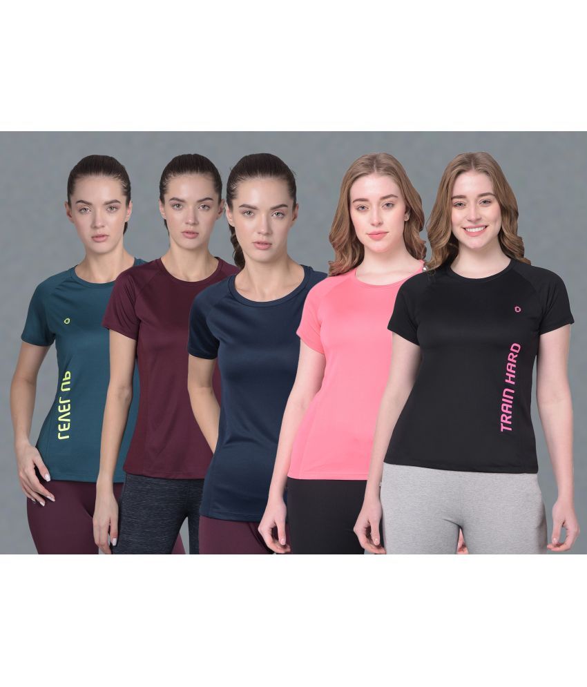     			Dollar Multi Color Polyester Tees - Pack of 5