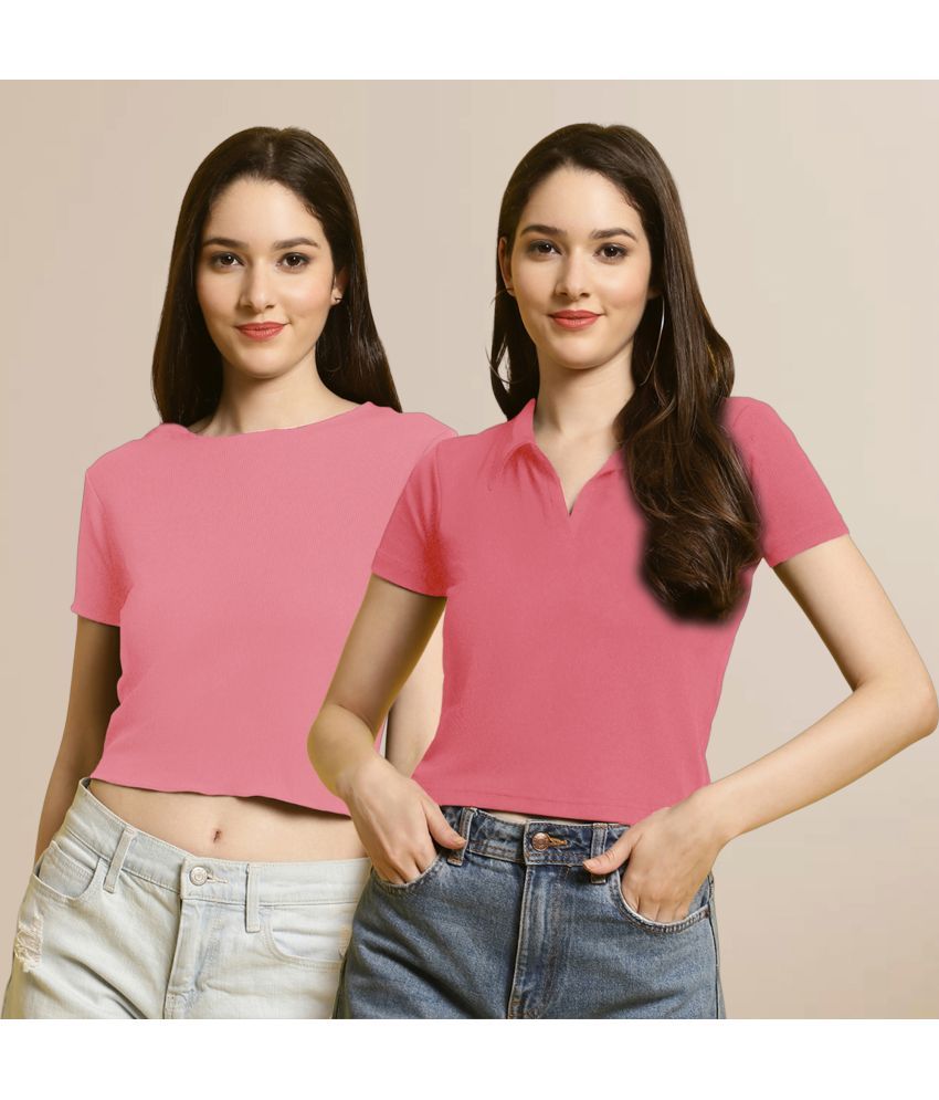     			Fabflee Multi Color Polyester Women's Crop Top ( Pack of 2 )