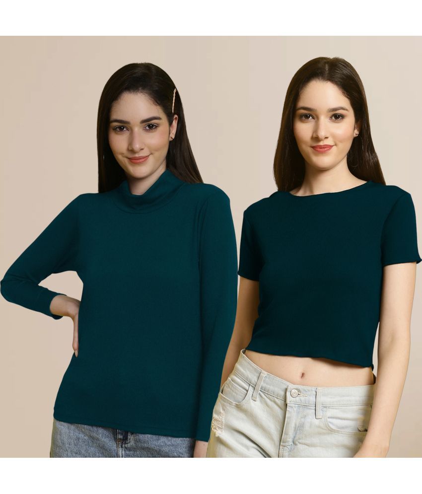     			Fabflee Multi Color Polyester Women's Crop Top ( Pack of 2 )