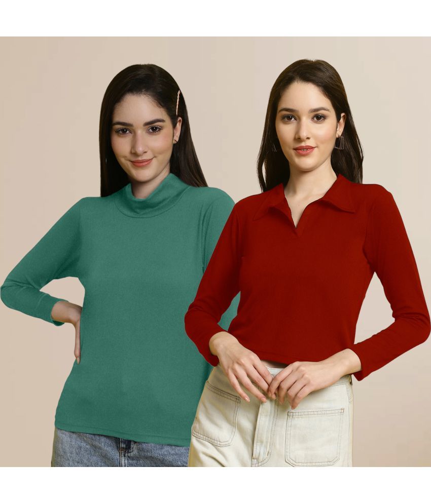     			Fabflee Multi Color Polyester Women's Crop Top ( Pack of 2 )