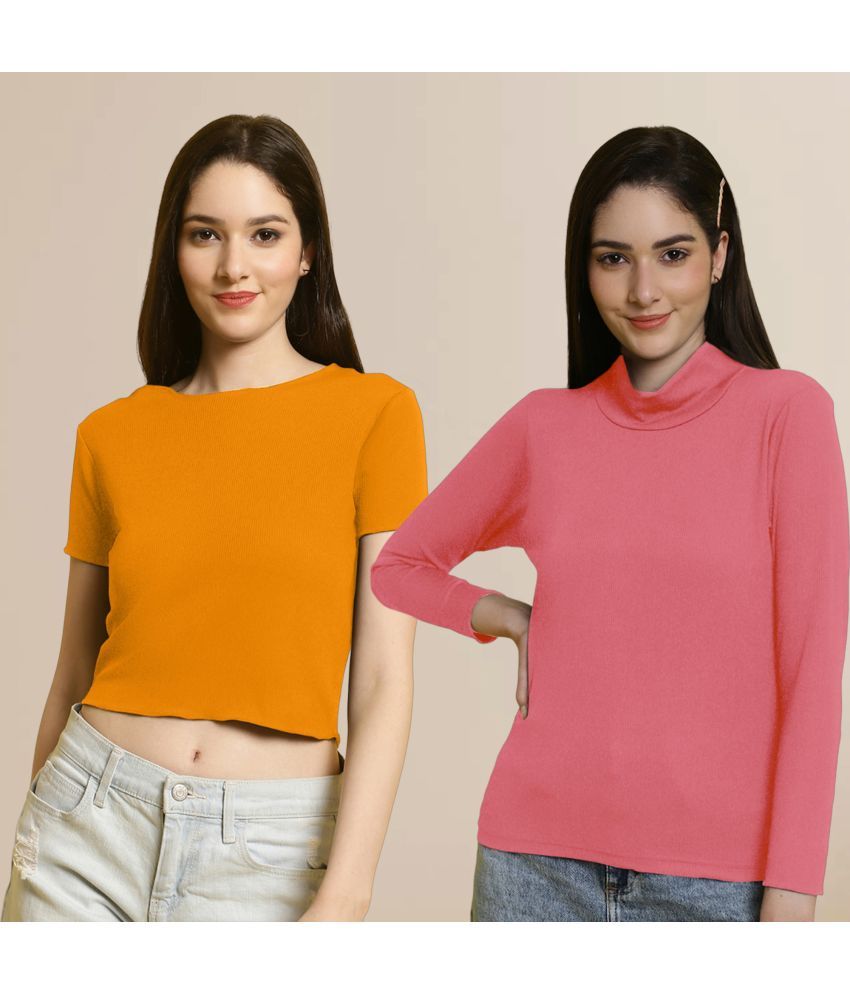     			Fabflee Multi Color Polyester Women's Crop Top ( Pack of 2 )