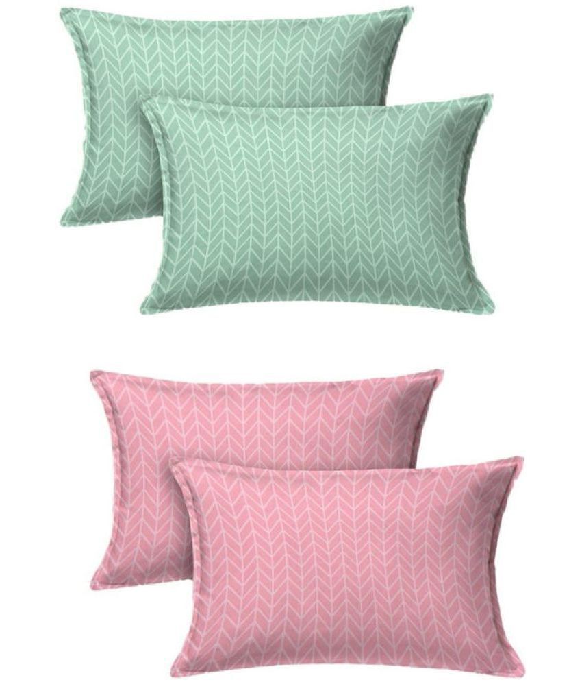    			JBTC - Pack of 2 Cotton Floral Regular Pillow Cover ( 71.12 cm(28) x 45.72 cm(18) ) - Green