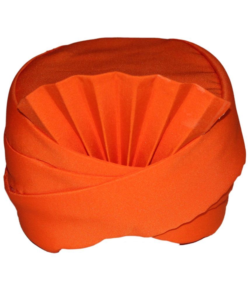     			Kaku Fancy Dresses Indian Ethnic Safa Pagri/ Orange Turban/Maharashtrian Safa Pheta/ Orange Pagdi - Pack of 1