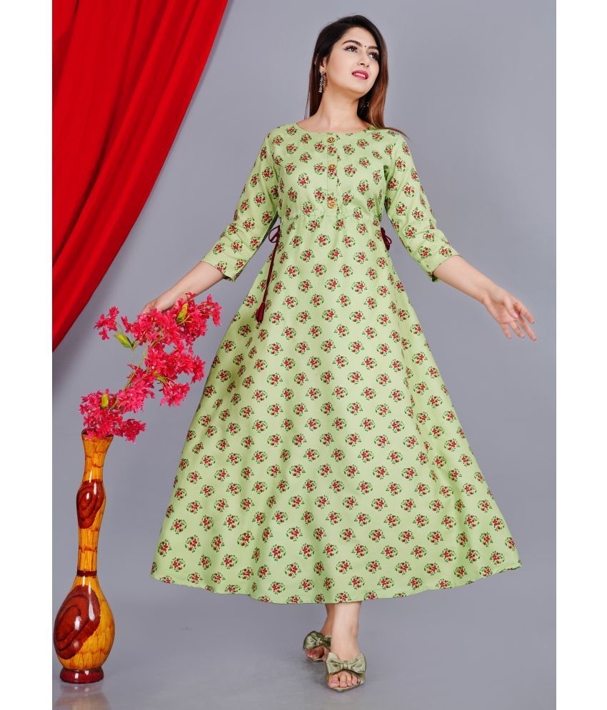     			NUPITAL Rayon Printed Anarkali Women's Kurti - Green ( Pack of 1 )