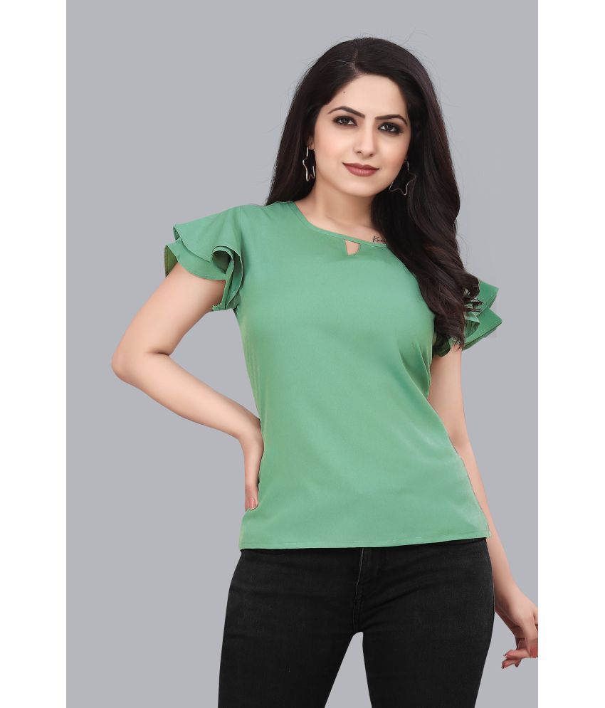     			SUR-T Green Crepe Women's Regular Top ( Pack of 1 )