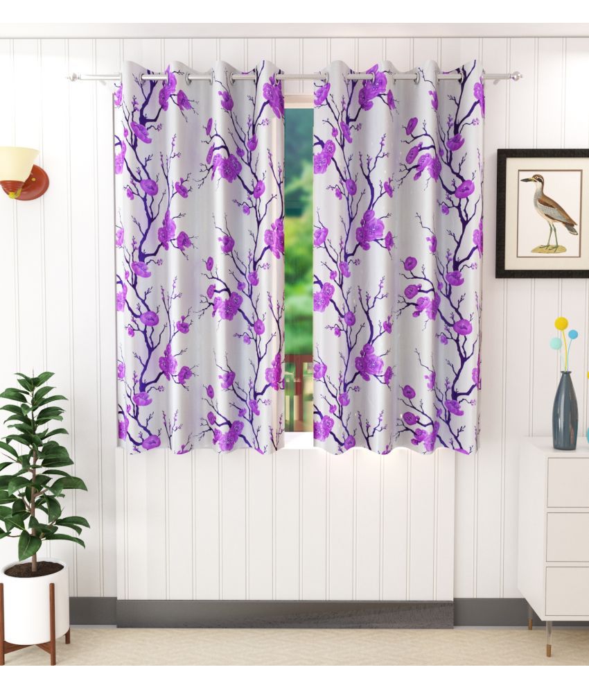     			Stella Creations Abstract Printed Room Darkening Eyelet Curtain 5 ft ( Pack of 2 ) - Purple