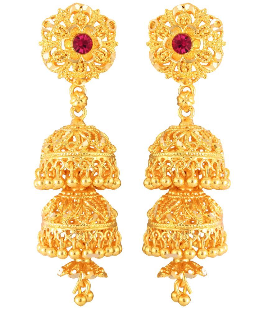     			VIVASTRI Golden Jhumki Earrings ( Pack of 1 )