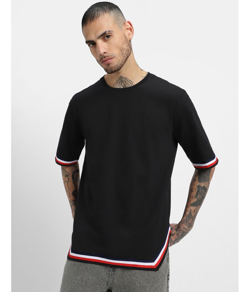    			Veirdo 100% Cotton Oversized Fit Solid Half Sleeves Men's T-Shirt - Black ( Pack of 1 )