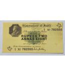 Extreme Rare  Rupees 2/8 Anna British India Note Signed By M M S Gubey