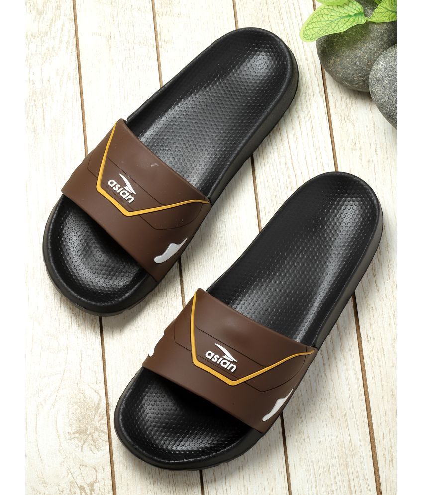     			ASIAN Brown Men's Slide Flip Flop