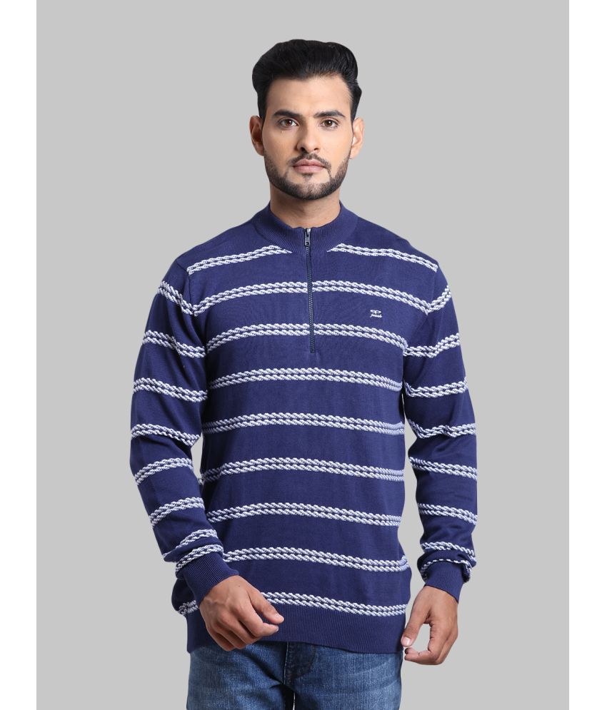     			Colorplus Cotton Mandarin Collar Men's Full Sleeves Pullover Sweater - Blue ( Pack of 1 )