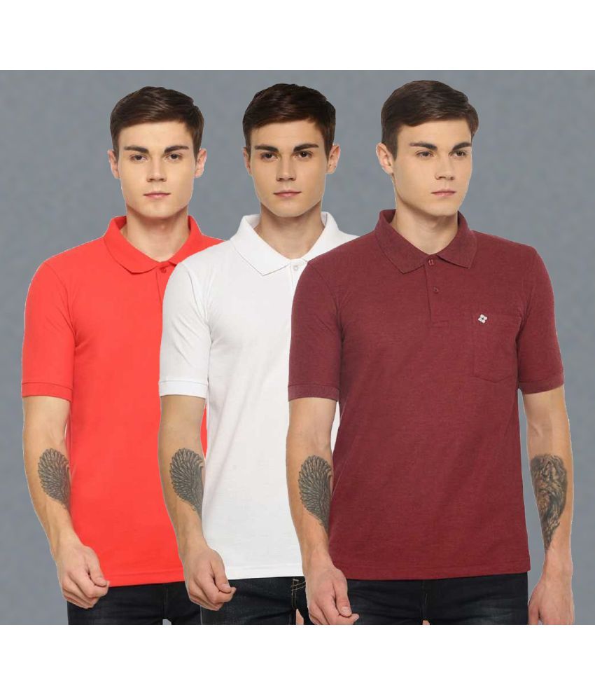     			Dollar Cotton Blend Regular Fit Solid Half Sleeves Men's Polo T Shirt - Multicolor ( Pack of 3 )