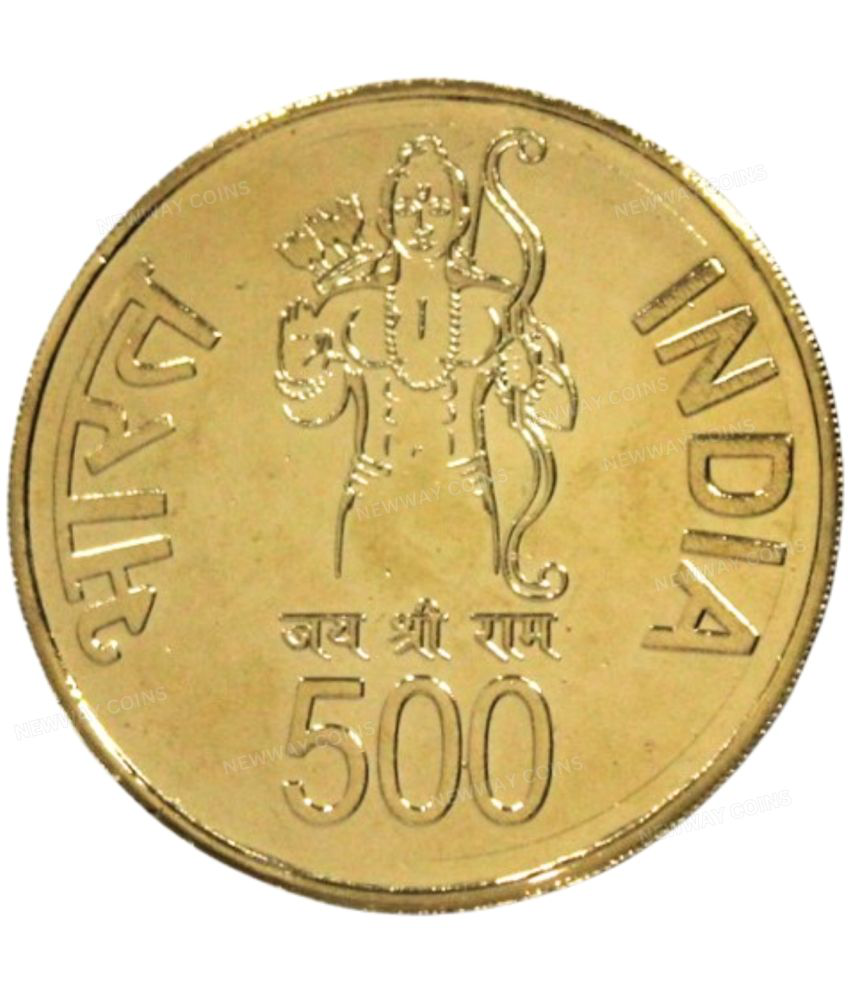     			EXTREMELY RARE 500 RUPEES 2024 SPECIAL RAM MANDIR EDITION VERY COLLECTIBLE GOLD-PLATED COIN