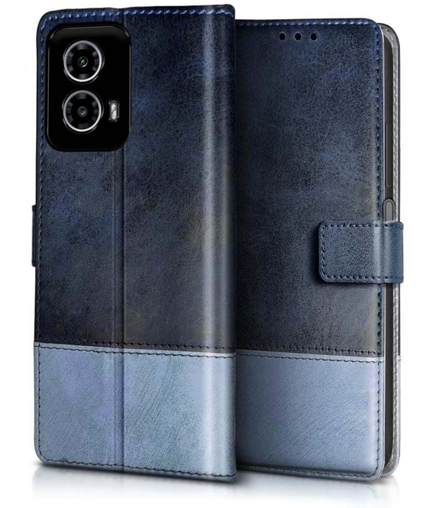     			Fashionury Blue Flip Cover Leather Compatible For MOTOROLA G34 5G ( Pack of 1 )