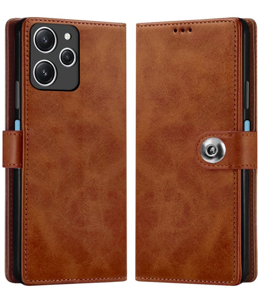     			Fashionury Brown Flip Cover Leather Compatible For Redmi 12 ( Pack of 1 )