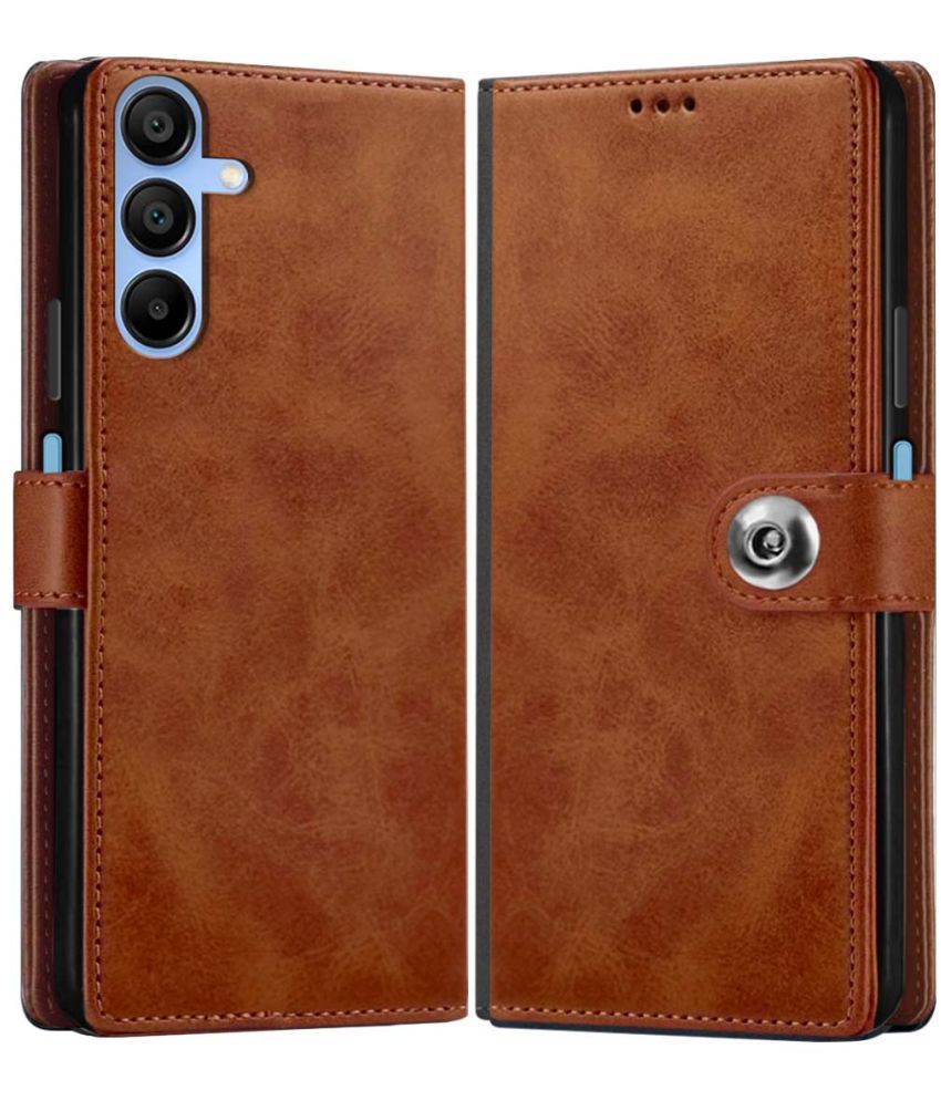     			Fashionury Brown Flip Cover Leather Compatible For Samsung Galaxy A15 ( Pack of 1 )