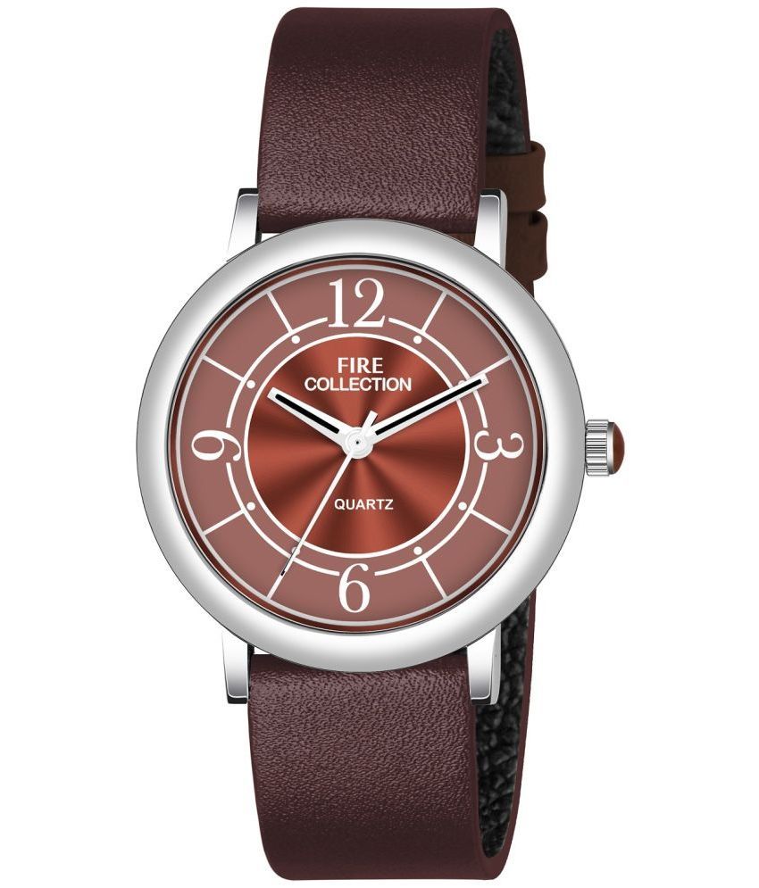     			Fire Collection Brown Leather Analog Womens Watch