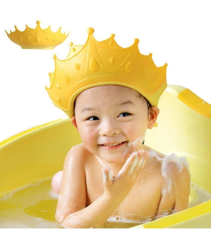     			GEEO Baby bath Shower Cap,Bath hat for Eye and Ear wash Protection,Adjustable Silicone Bathing Crown Waterproof Shampoo hat for Washing Hair, Shower Bathing Protection Bath Cap for Toddler, Baby, Kids, Children(MULTI COLOUR)