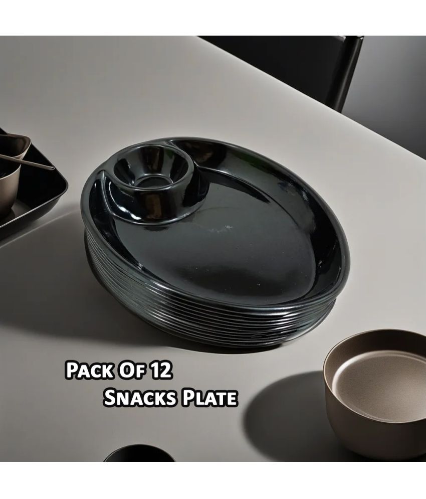     			Inpro 12 Pcs Melamine Black Quarter Plate