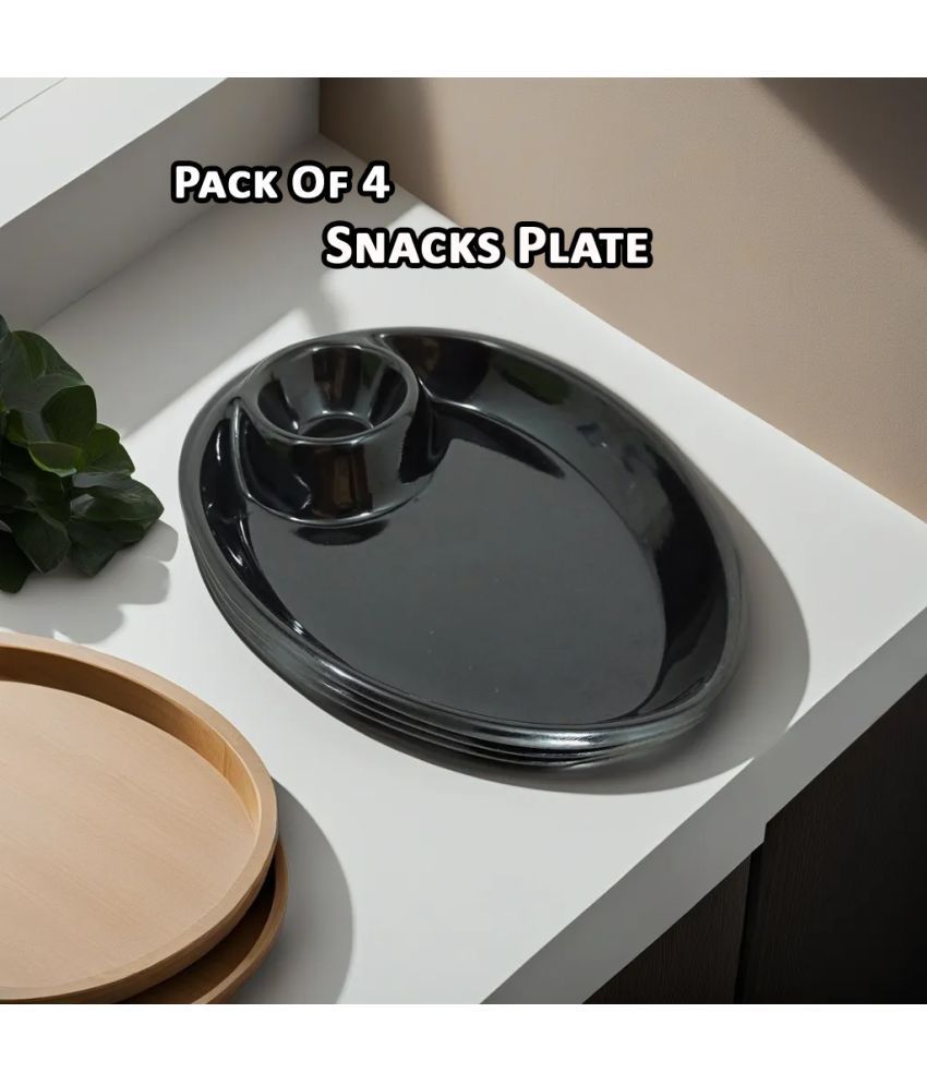     			Inpro 4 Pcs Melamine Black Quarter Plate