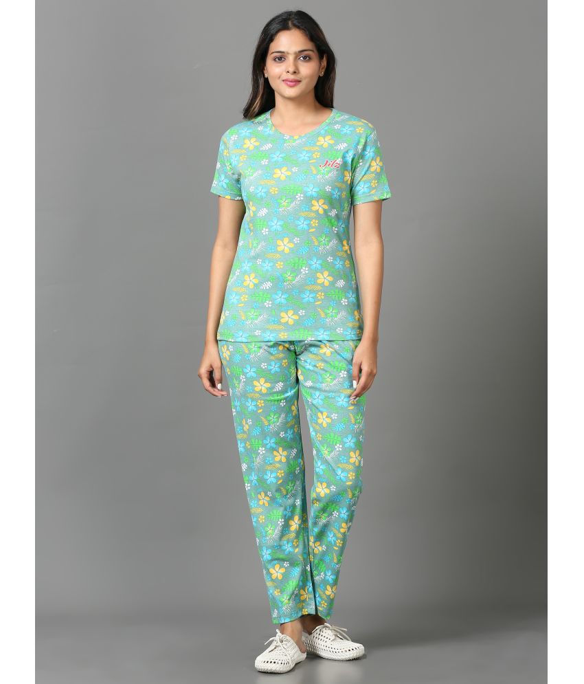     			JILZ Green Cotton Women's Nightwear Nightsuit Sets ( Pack of 1 )