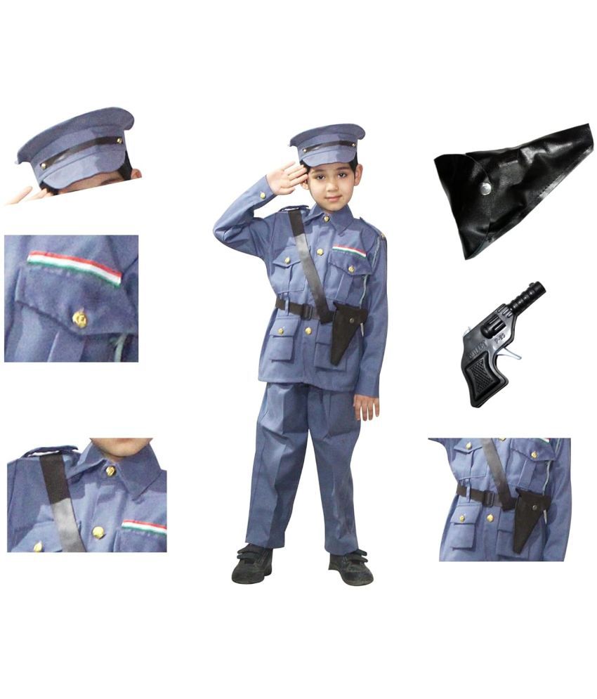     			Kaku Fancy Dresses Our Helper/National Hero Indian Air Force Costume -Blue, 7-8 Years, For Boys & Girls