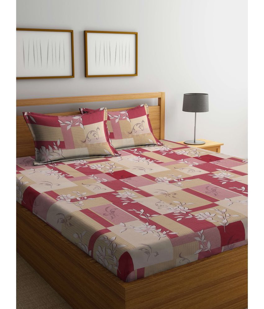     			Klotthe Cotton Floral 1 Double King Size Bedsheet with 2 Pillow Covers - Multicolor