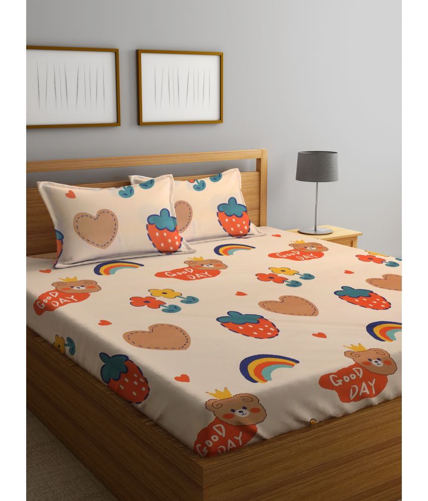     			Klotthe Poly Cotton Humor & Comic 1 Double King Size Bedsheet with 2 Pillow Covers - Peach