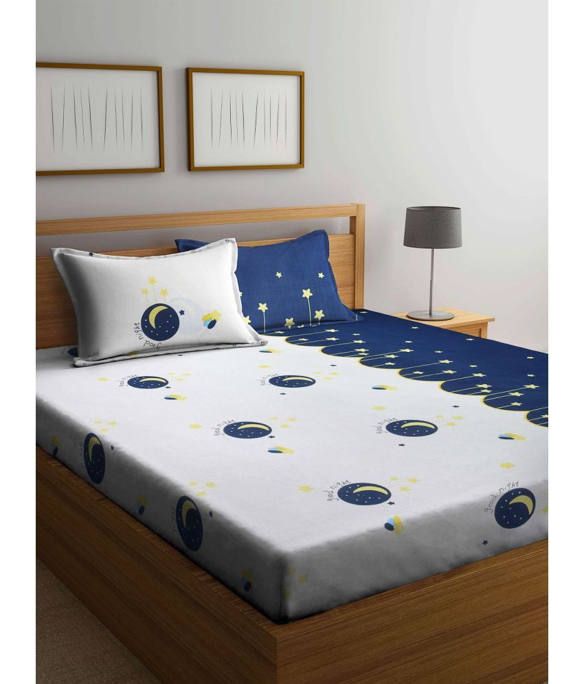     			Klotthe Poly Cotton Humor & Comic 1 Double King Size Bedsheet with 2 Pillow Covers - White