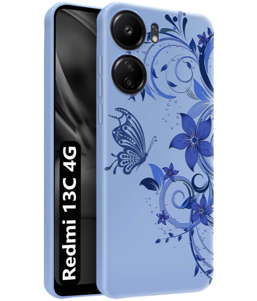    			NBOX Blue Printed Back Cover Silicon Compatible For Redmi 13C 4G ( Pack of 1 )