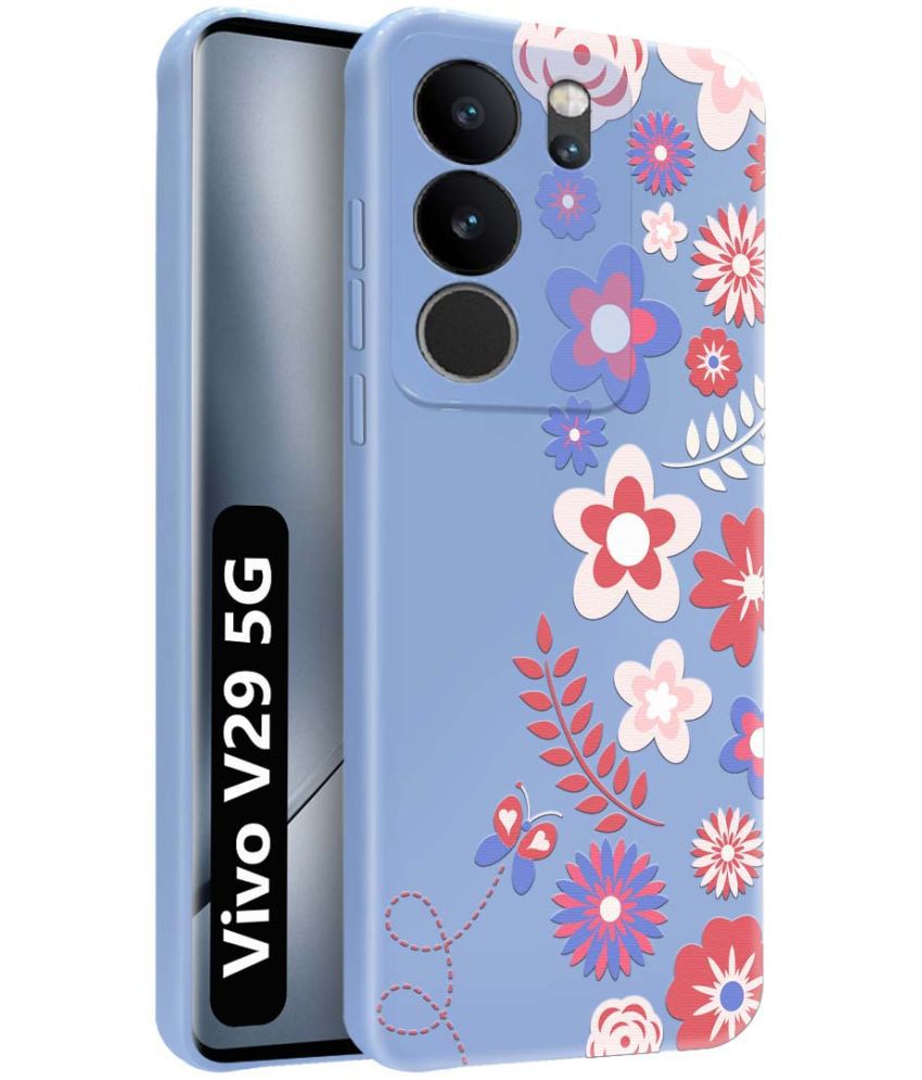     			NBOX Blue Printed Back Cover Silicon Compatible For Vivo V29 5G ( Pack of 1 )