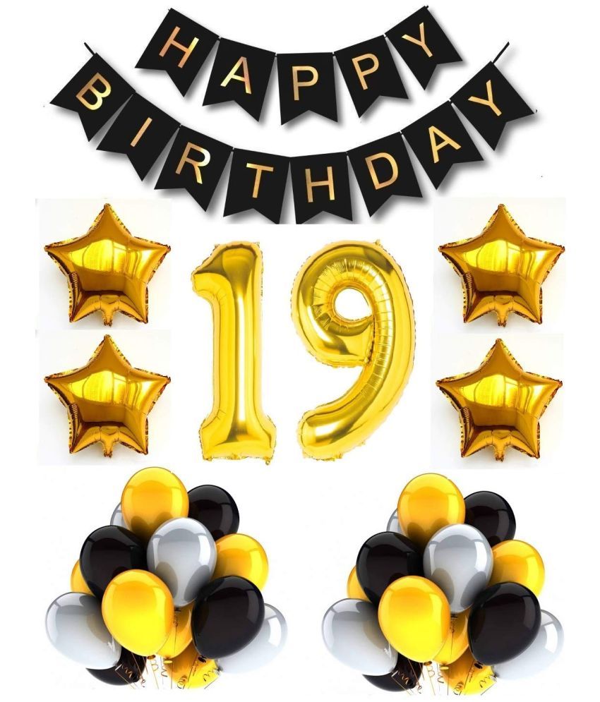     			Urban Classic 19th Birthday Gold-Black-Silver Decoration for Men, Women| 19th Birthday Party Decoration