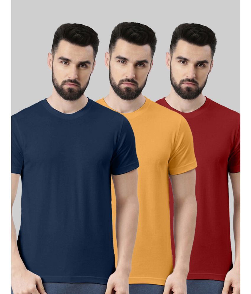     			Veirdo 100% Cotton Regular Fit Solid Half Sleeves Men's T-Shirt - Blue ( Pack of 3 )