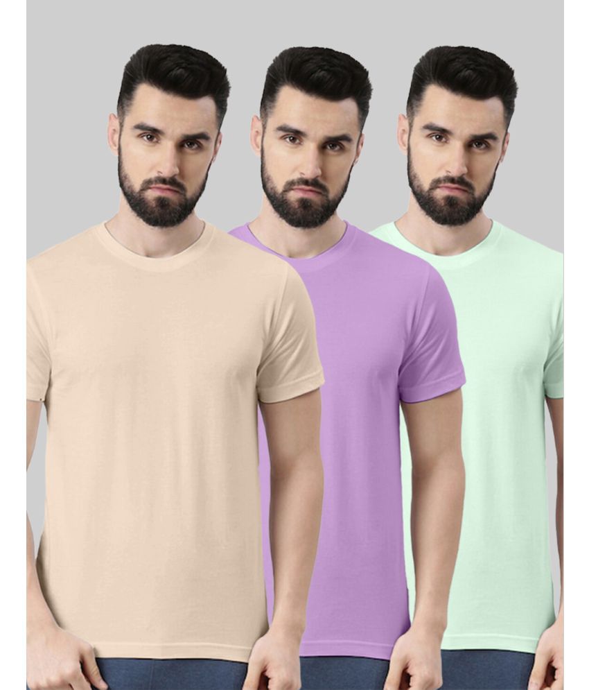     			Veirdo 100% Cotton Regular Fit Solid Half Sleeves Men's T-Shirt - Light Pink ( Pack of 3 )