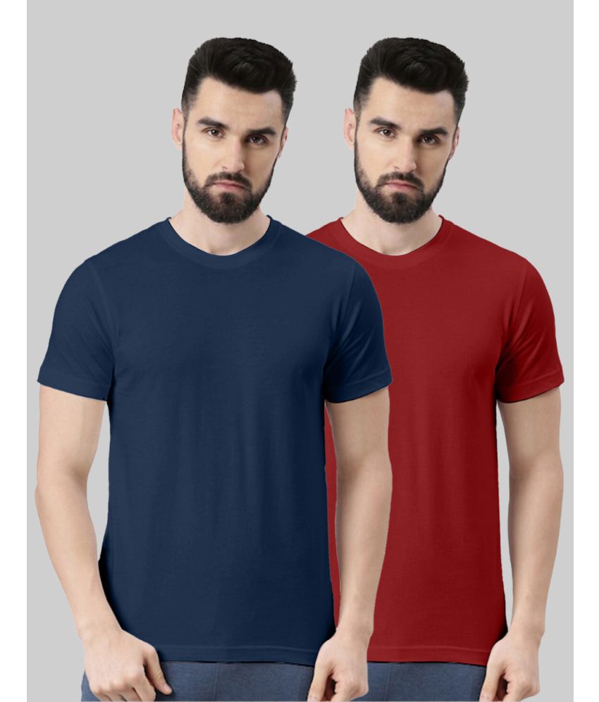     			Veirdo 100% Cotton Regular Fit Solid Half Sleeves Men's T-Shirt - Maroon ( Pack of 2 )
