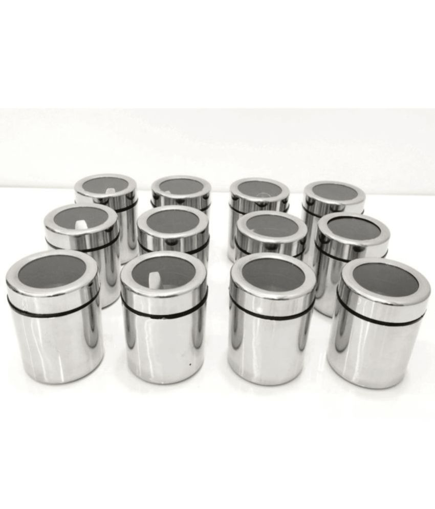     			Visaxmi 12 Masala Dabba set Steel Silver Spice Container ( Set of 12 )