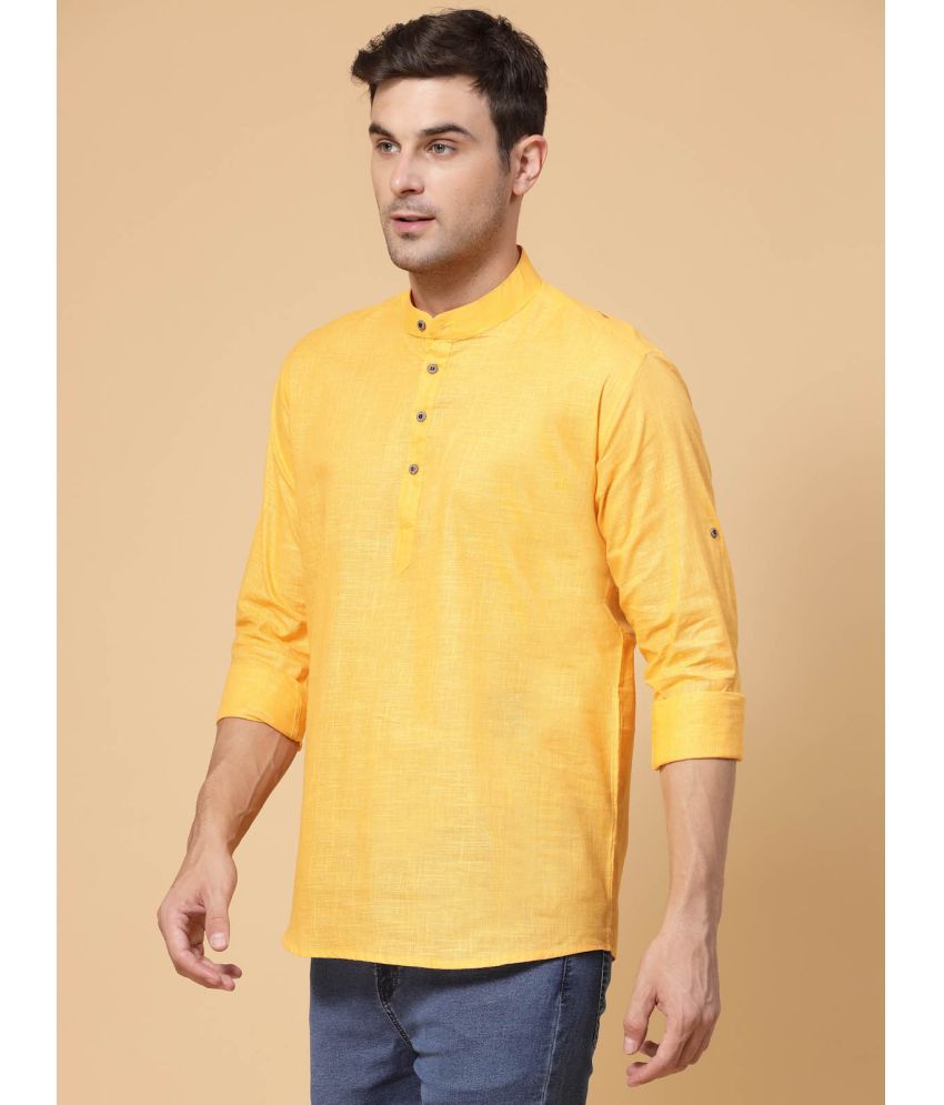     			allan peter Yellow Cotton Men's Regular Kurta ( Pack of 1 )