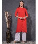 Mamoose Cotton Blend Self Design Straight Women's Kurti - Red ( Pack of 1 )