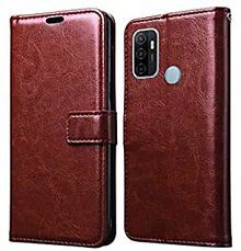 ClickAway Brown Flip Cover Leather Compatible For Oppo A53 ( Pack of 1 )