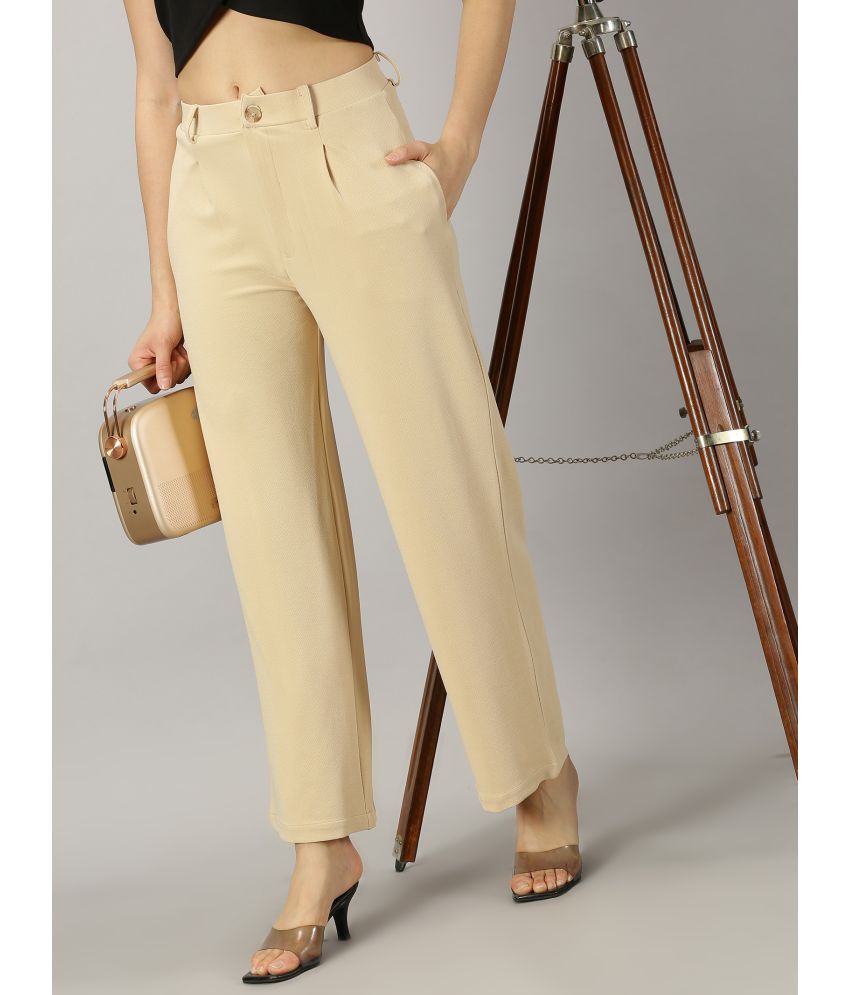     			AUSK Beige Polyester Regular Women's Cigarette Pants ( Pack of 1 )