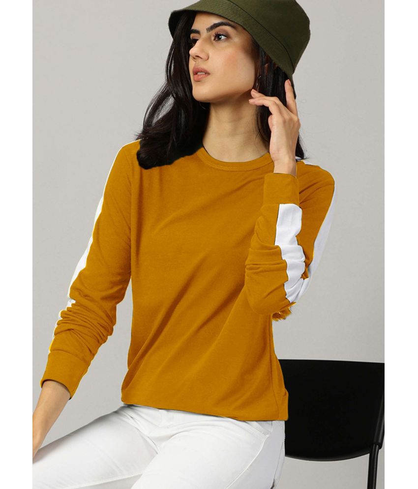     			AUSK Yellow Cotton Blend Regular Fit Women's T-Shirt ( Pack of 1 )