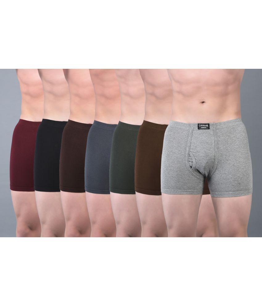     			Pack of 7 Dollar Bigboss Assorted Solid Cotton Blend Men Trunk