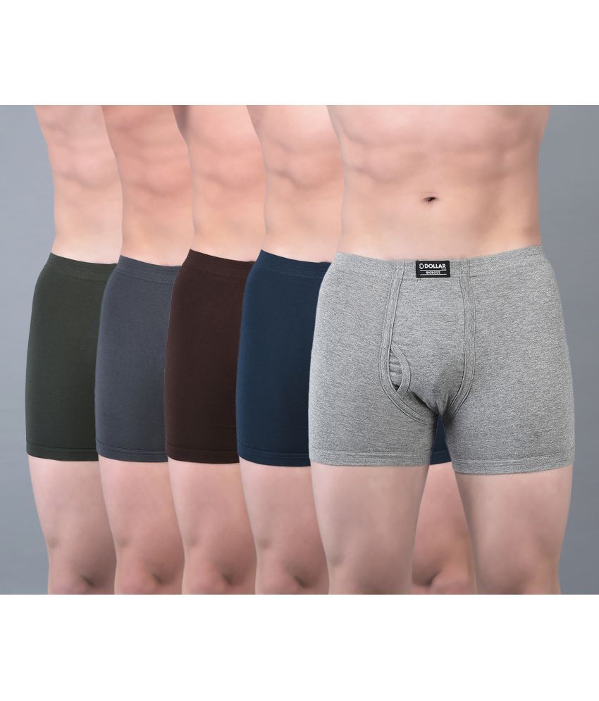     			Pack of 5 Dollar Bigboss Assorted Solid Cotton Blend Men Trunk