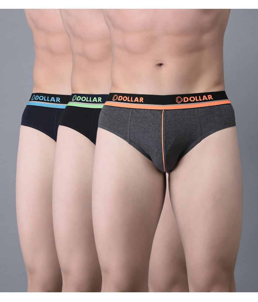     			Pack of 3 Dollar Bigboss Assorted Solid Cotton Blend Men Brief