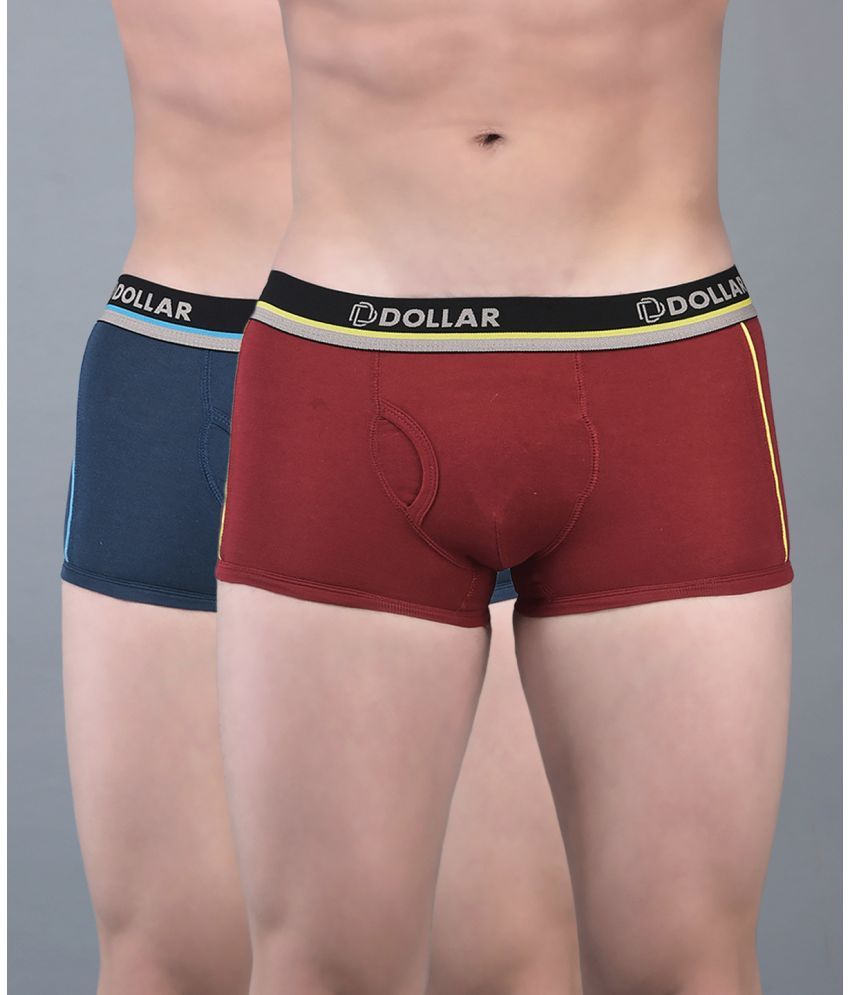     			Pack of 2 Dollar Bigboss Assorted Solid Cotton Blend Men Trunk