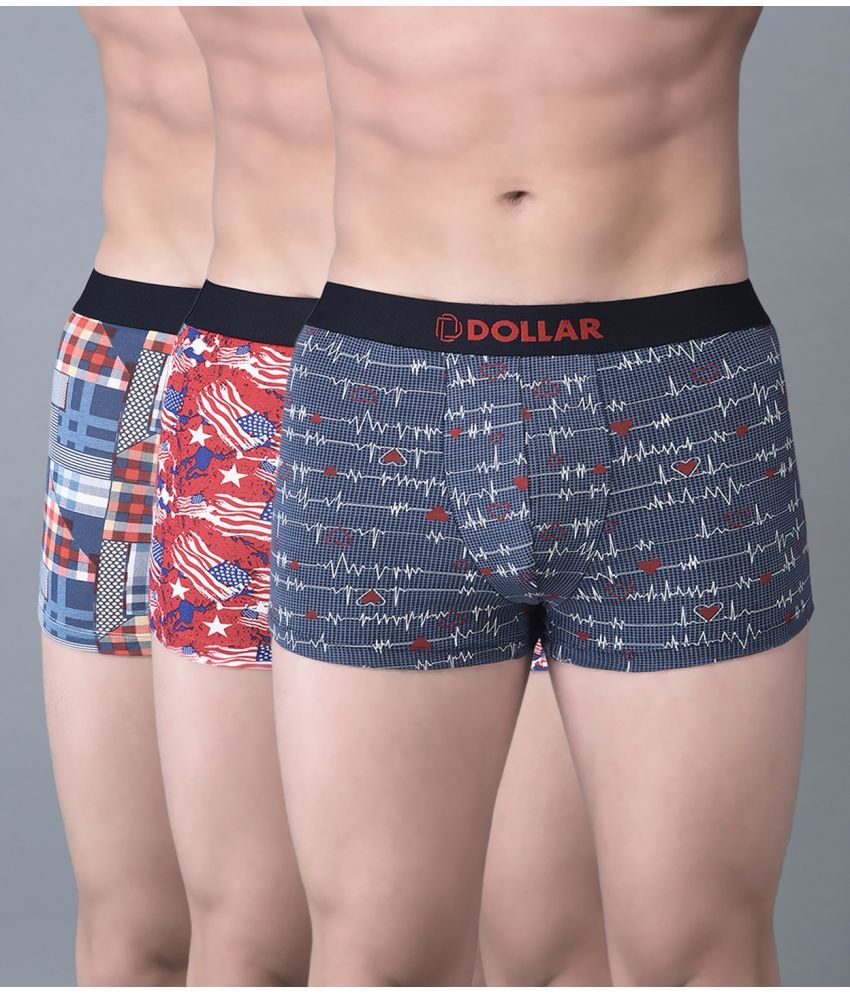     			Pack of 3 Dollar Bigboss Assorted Printed Cotton Blend Men Trunk