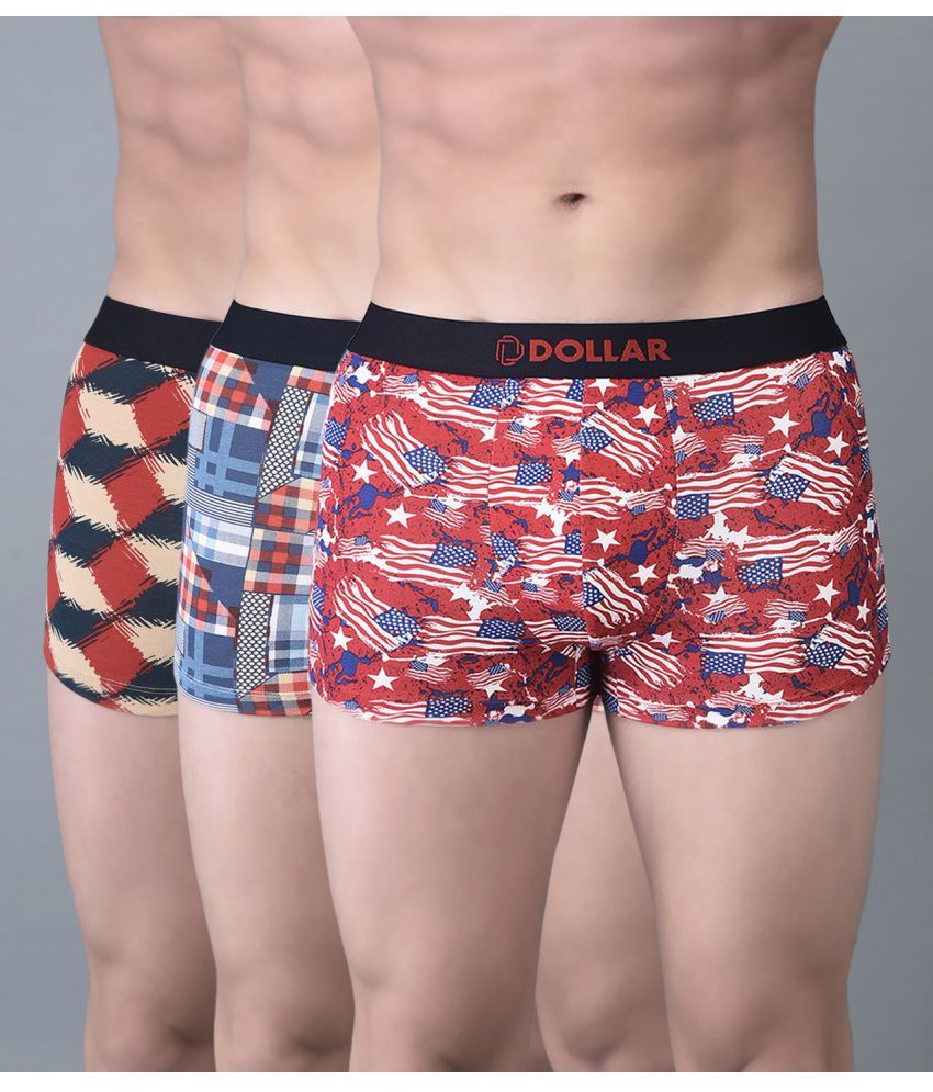     			Pack of 3 Dollar Bigboss Assorted Printed Cotton Blend Men Trunk