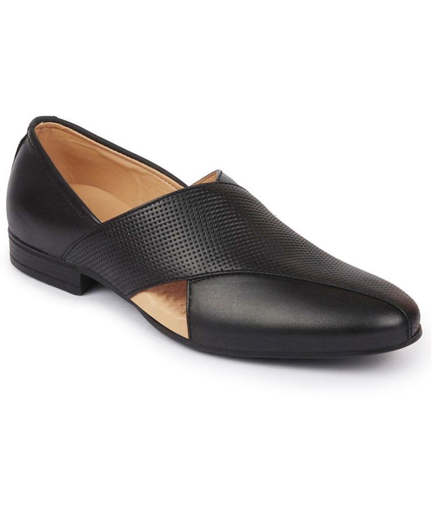     			Fausto Black Men's Slip On Formal Shoes