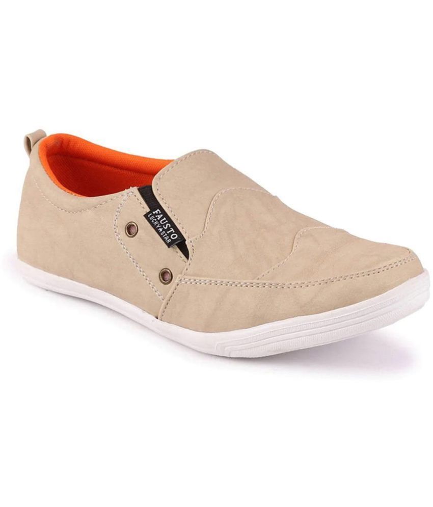     			Fausto Cream Men's Slip On Formal Shoes