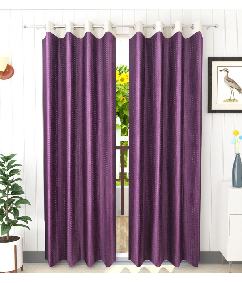     			La Elite Solid Room Darkening Eyelet Curtain 5 ft ( Pack of 2 ) - Purple